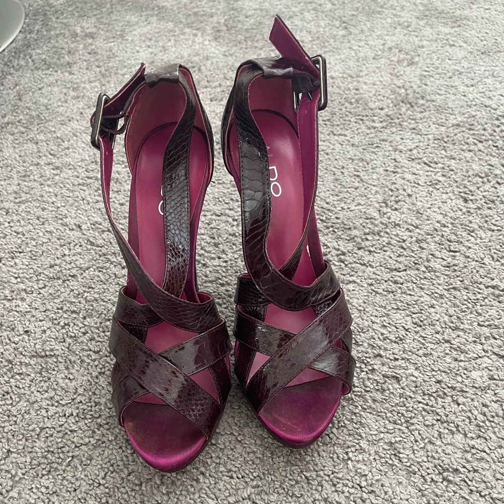 Aldo Women's Deep Purple Strappy Heels